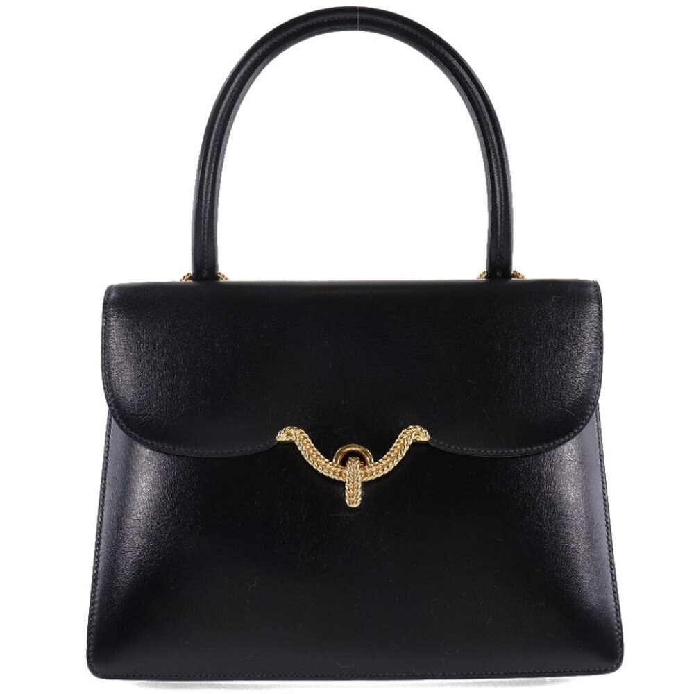 HERMES Vasco Handbag black Box calfskin Women